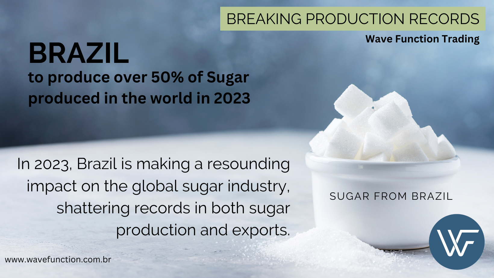 A white bowl filled with sugar cubes placed on a surface with a logo in the corner.