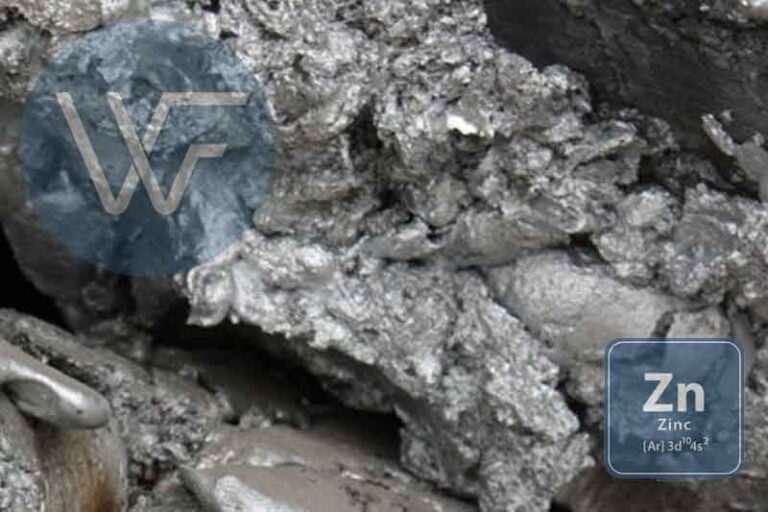 Close-up image of zinc ore showing its metallic luster and texture.